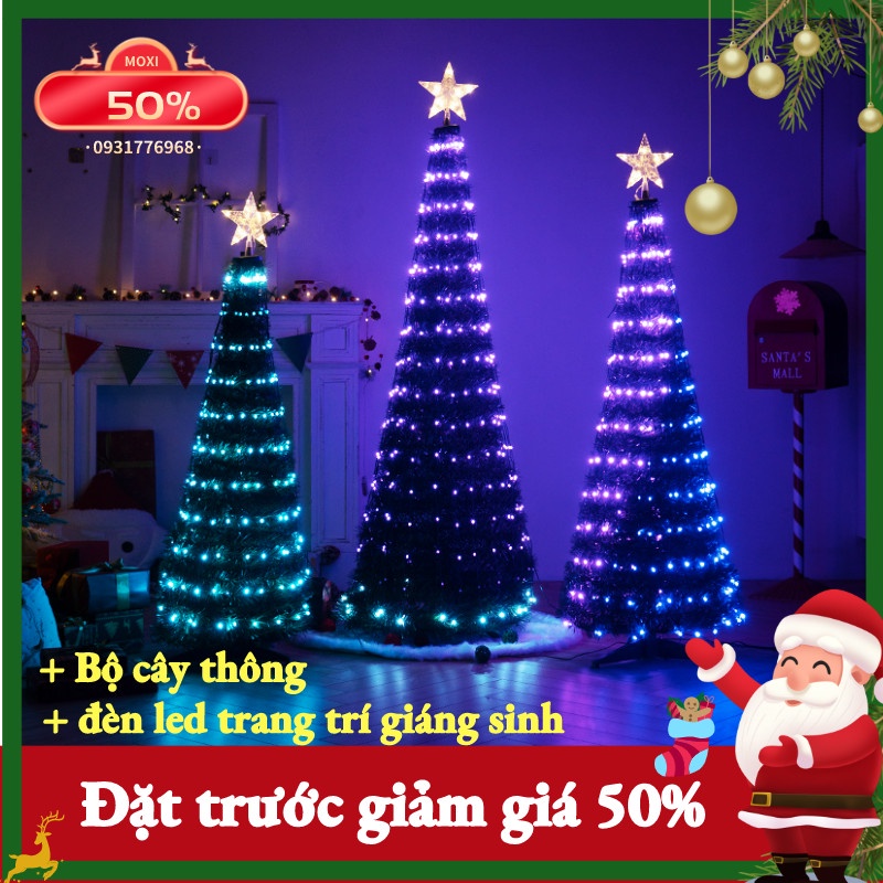 [ĐẦU CẮM ĐIỆN] BỘ đèn LED cây thông điều khiển từ xa 1.2M 1.5M 1.8M trang trí DECOR giáng sinh đầy đủ màu sắc MOXI.