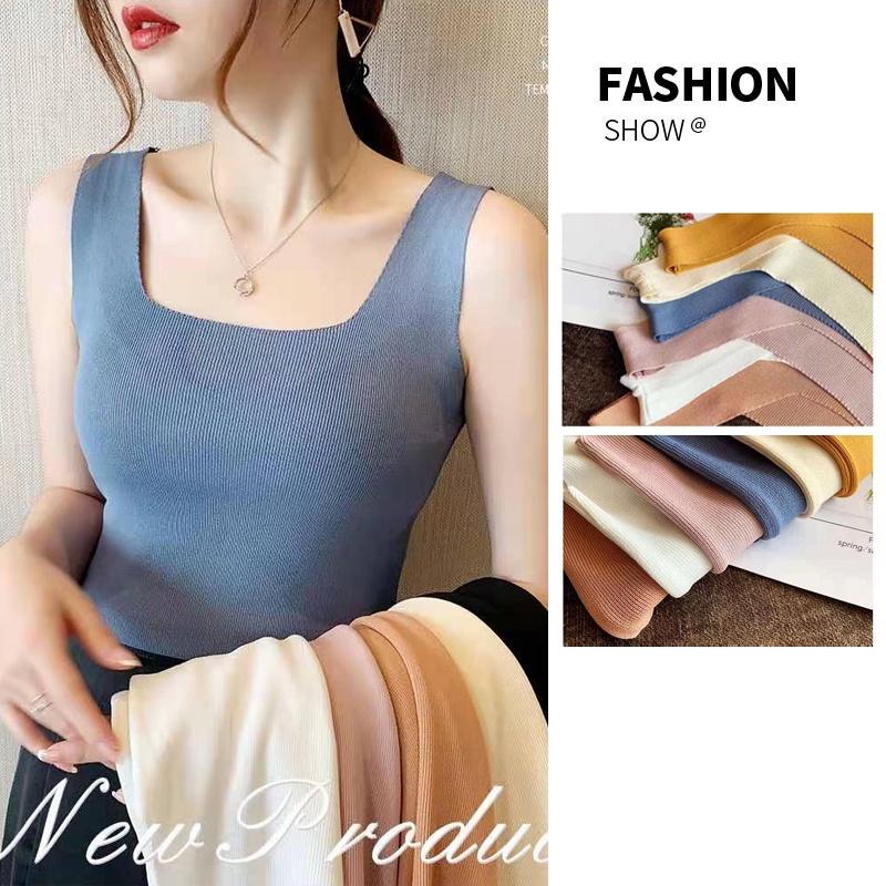 Áo Tank Top Sát Nách Cổ Vuông Mùa Hè Hàn Quốc Chất Lượng Cao Có 9 Màu Cho Nữ