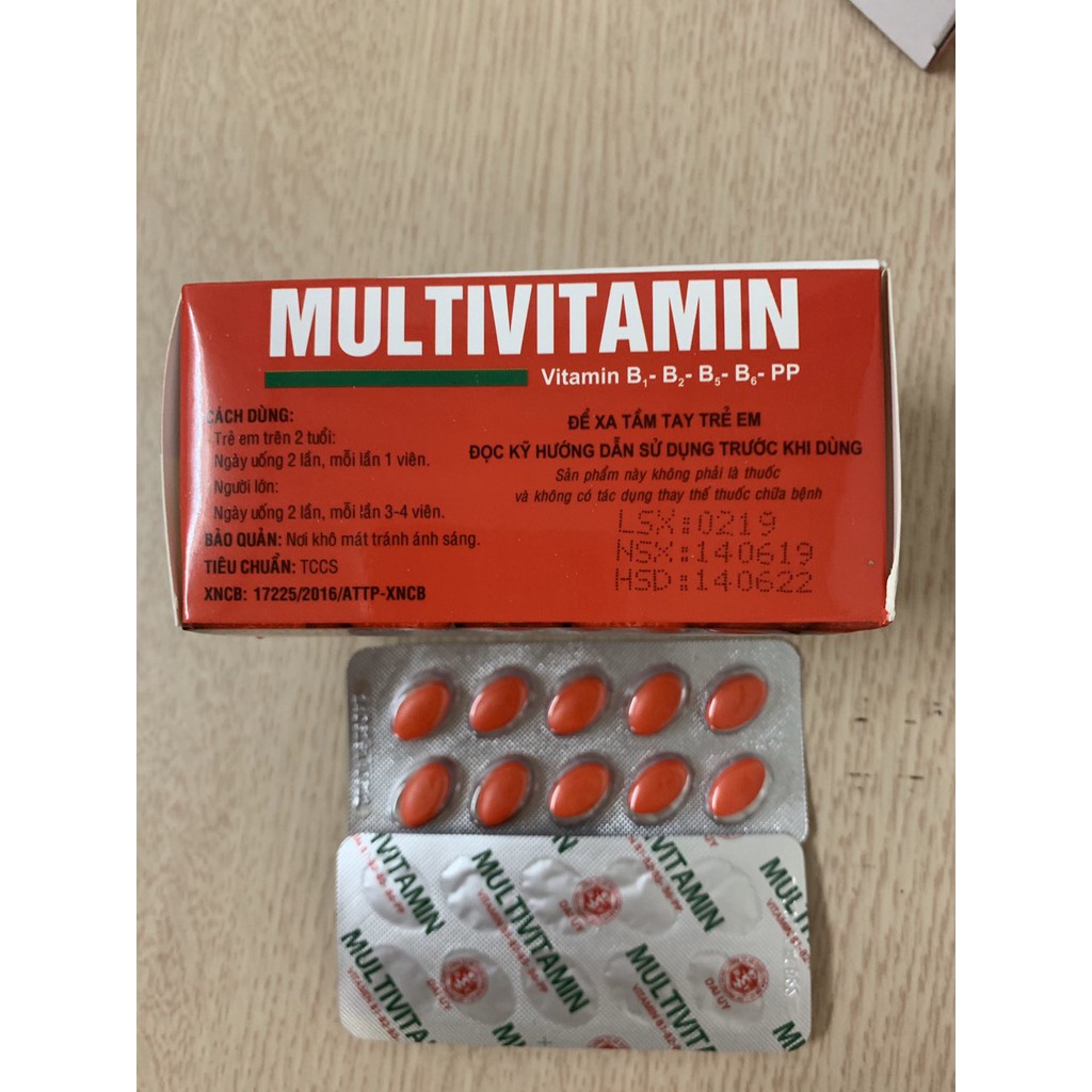 Multivitamin - Bổ sung Vitamin B1-B2-B5-B6-PP cho cơ thể- hộp 100 viên