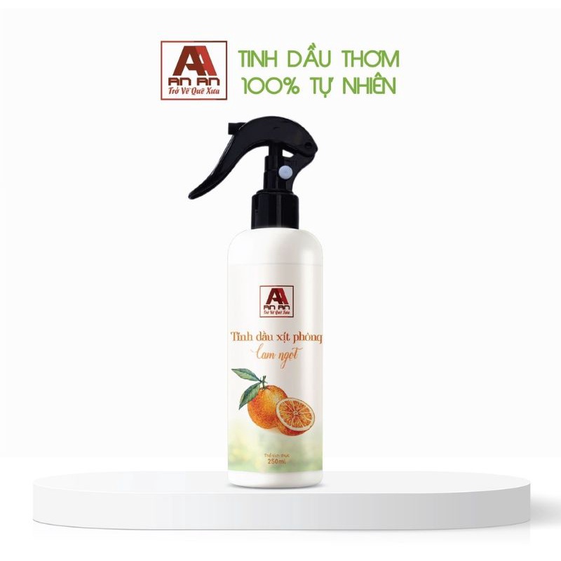 Xịt Phòng Tinh Dầu Cam Ngọt 250ml, Xịt Thơm Phòng thảo mộc AN AN Khử Mùi Đuổi Côn Trùng