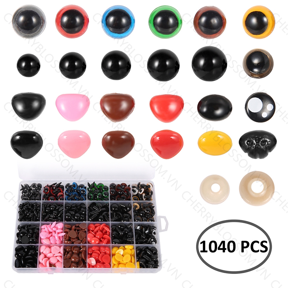 JPRICE 【COD】Set 1040 vòng đệm/ mắt tròn nhựa cho gấu bông/ búp bê tiện dụng