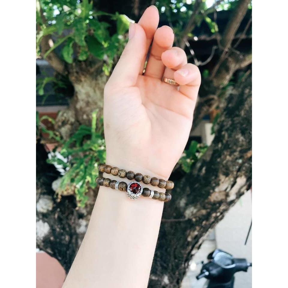 Vòng Tay Trầm Hương Cho Nữ Mix Cùng Đá Ngũ Sắc Hợp Từng Mệnh Quấn Tay 2 Vòng