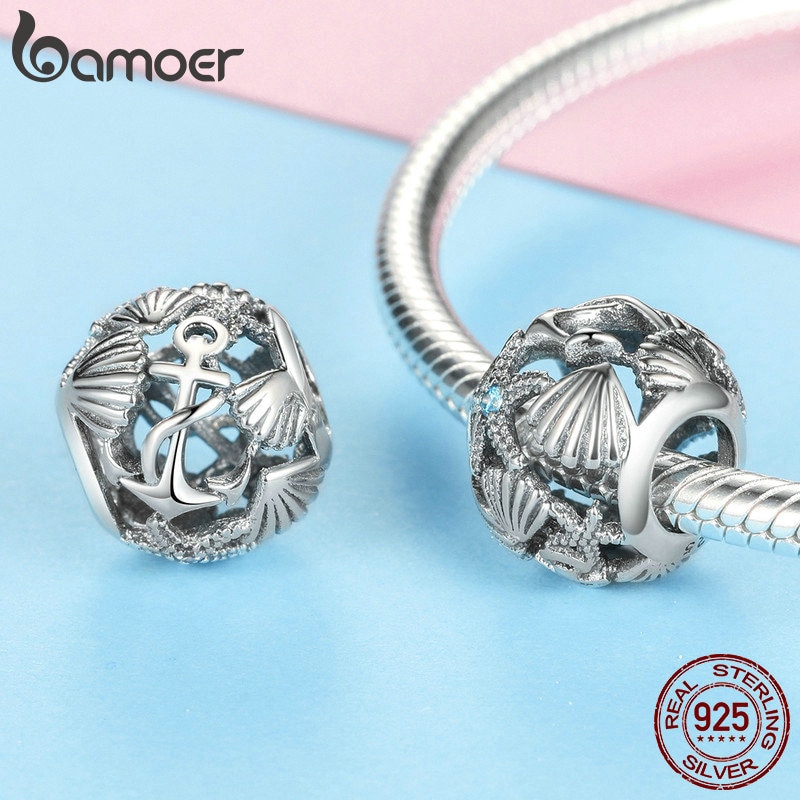 Hạt Charm Bamoer Màu Bạc Làm Đồ Trang Sức Vòng Tay/ Dây Chuyền