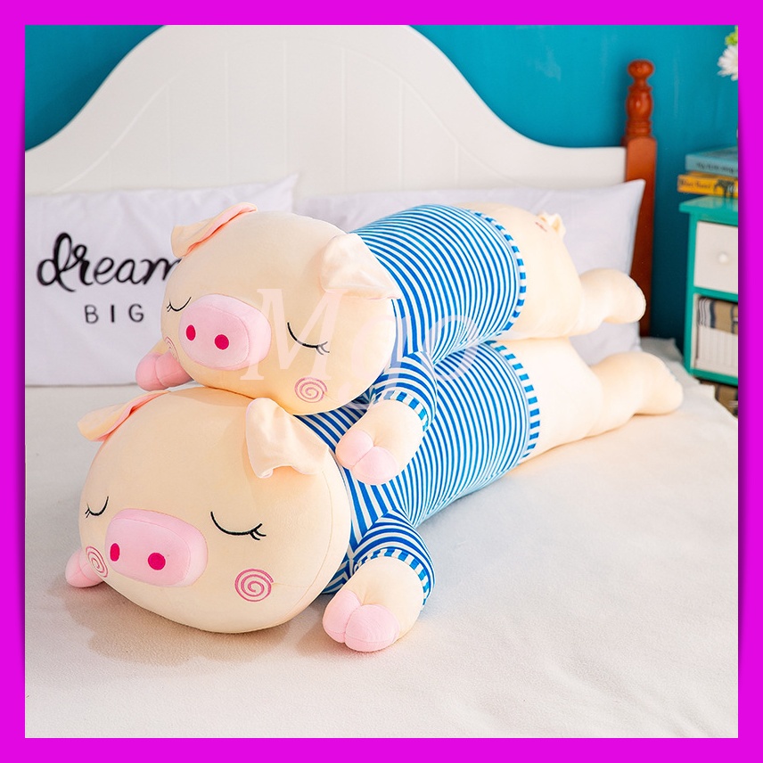 GốI Ôm Heo Gấu Bông Heo Mặc Áo Hồng Thiên Thần Nằm Vải Nỉ Mềm Mịn An Toàn Cho Bé Ôm Chơi Ngủ