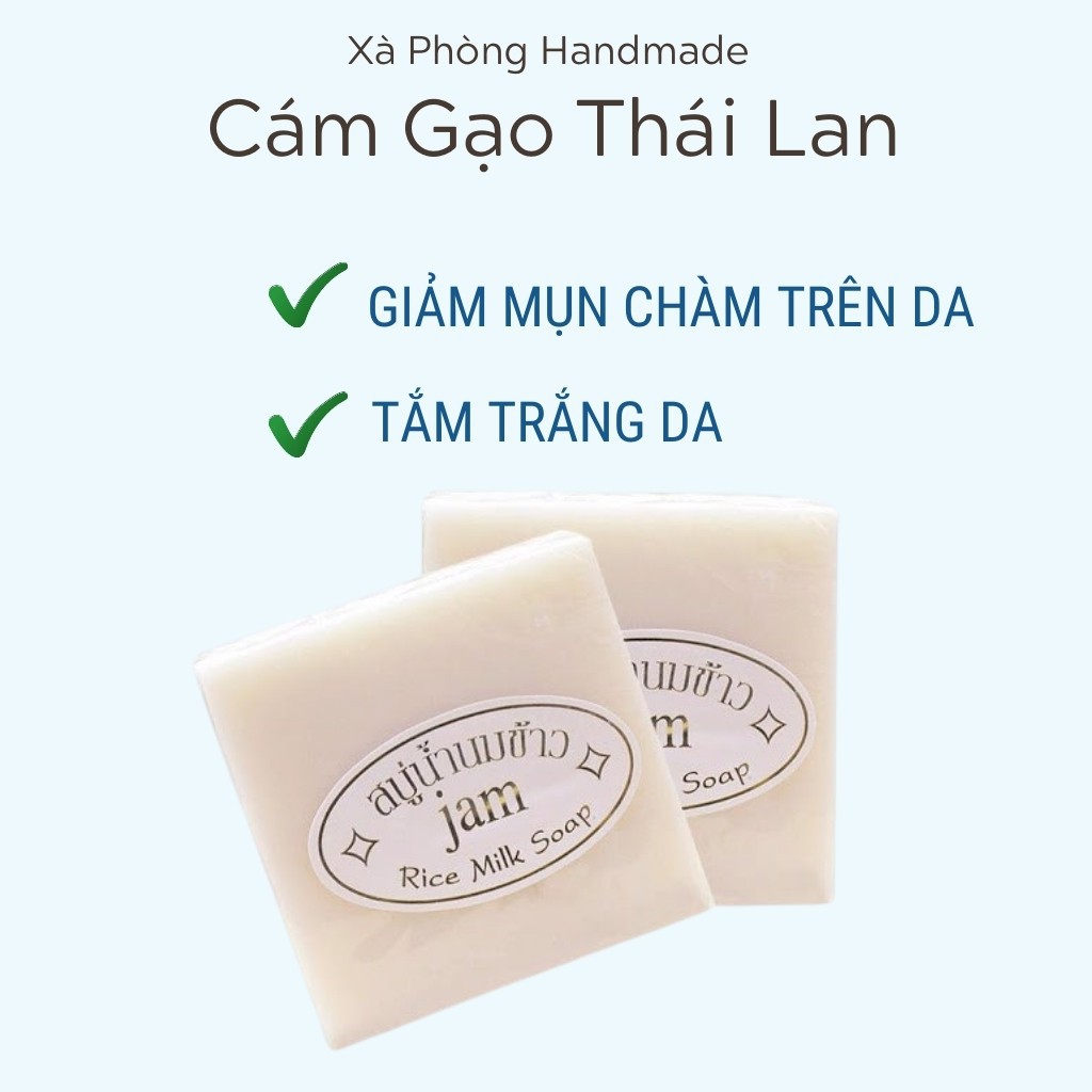 Xà Phòng Cám Sữa Xà Phòng Tắm Rửa Mặt Trắng Da Tẩy Tế Bào Chết Rất Hiệu Quả Thái Lan Jam Rice Milk Soap Gluta+ collagen