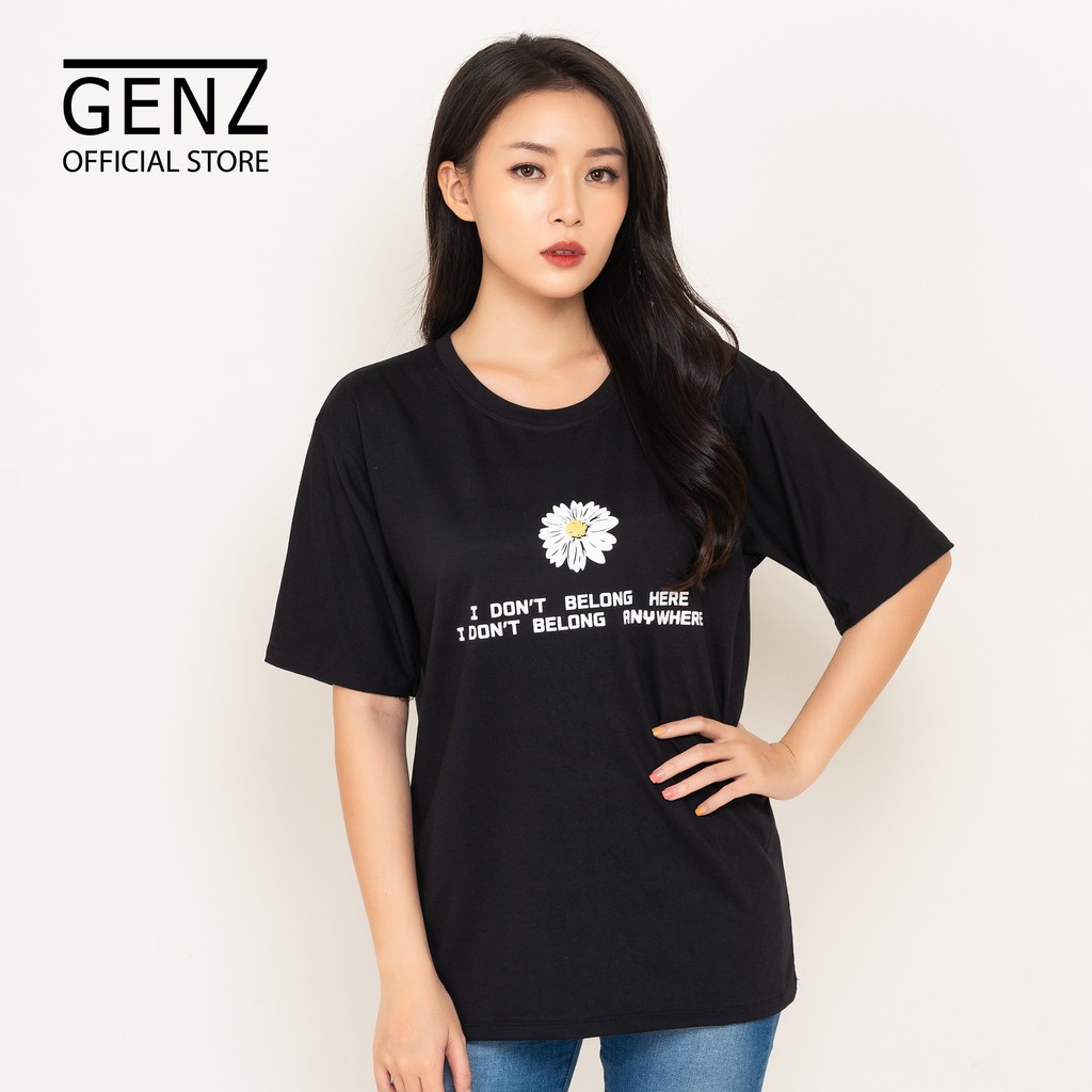Áo thun tay lỡ nam nữ GENZ form rộng, full hộp, Cúc Belong, ĐEN - Z45 | BigBuy360 - bigbuy360.vn