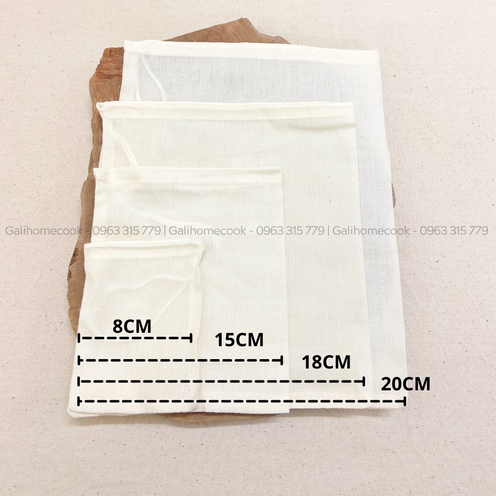 Túi Lọc Sữa Hạt Đa Năng Vải Lưới Polyester, túi lọc trà đủ cỡ, lọc thực phẩm siêu mịn | Galihomecook