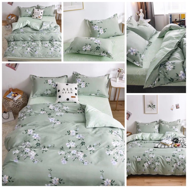 Bộ chăn ga gối cotton 3D poly nhập hoa dây nhí cao cấp mềm mát có đu size tặng kèm vỏ gối ôm