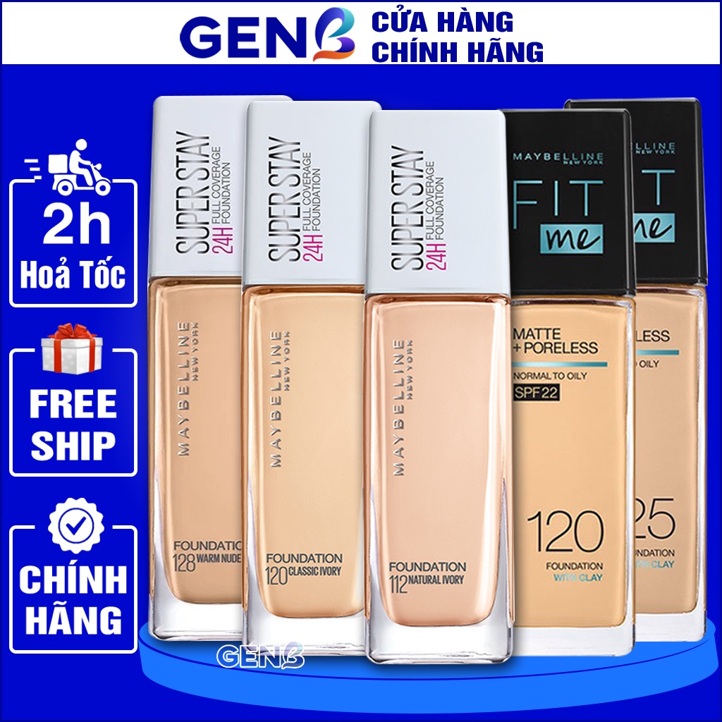 Kem Nền Maybelline Superstay 24h Che Khuyết Điểm Lâu Trôi Kiềm Dầu - Kem Nền Maybeline Fit Me Trang Điểm Da Dầu Mụn GENB