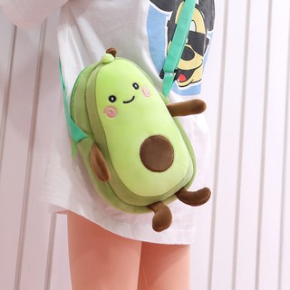 Cute cartoon avocado small bag plush one-shoulder messenger bag girl heart student mini child mobile phone bag female