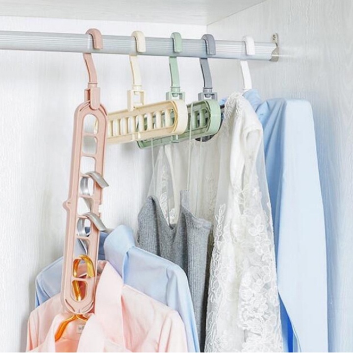 Móc treo quần áo 9 lỗ đa năng hongkong_store sieure888 móc treo quần áo nhựa siêu bền nhiều màu