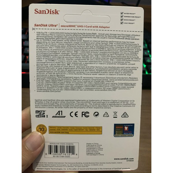 Thẻ nhớ MicroSDHC 32GB SanDisk Ultra Class 10 667x 100MB/s | BigBuy360 - bigbuy360.vn