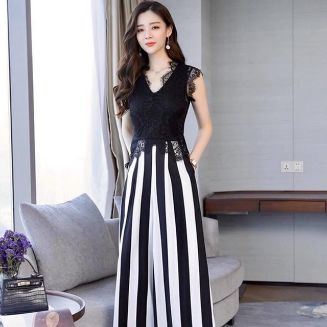 Jumpsuit sọc sang chảnh