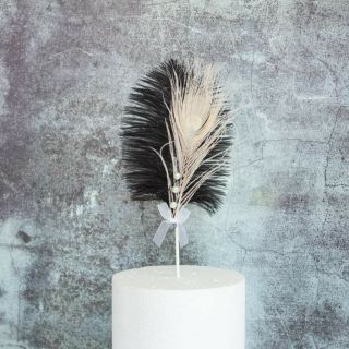 Lông vũ đen chính và trắng trang trí bánh kem (Giá 1 cái)