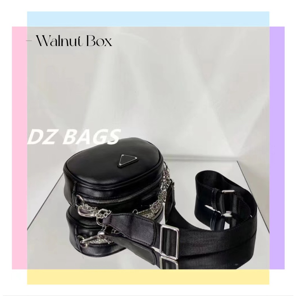 Túi Đeo Chéo Da Mềm Hình Tròn Nhỏ Nhắn Phối Dây Đeo Sợi Xích Thời Trang Xuân Hè 2022 Cao Cấp Cho Nữ