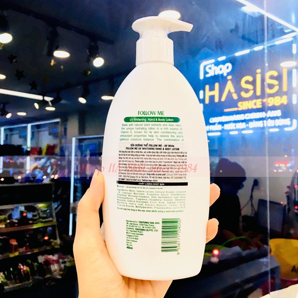 SỮA DƯỠNG THỂ FOLLOW ME - UV White Hand & Body Lotion 400ml
