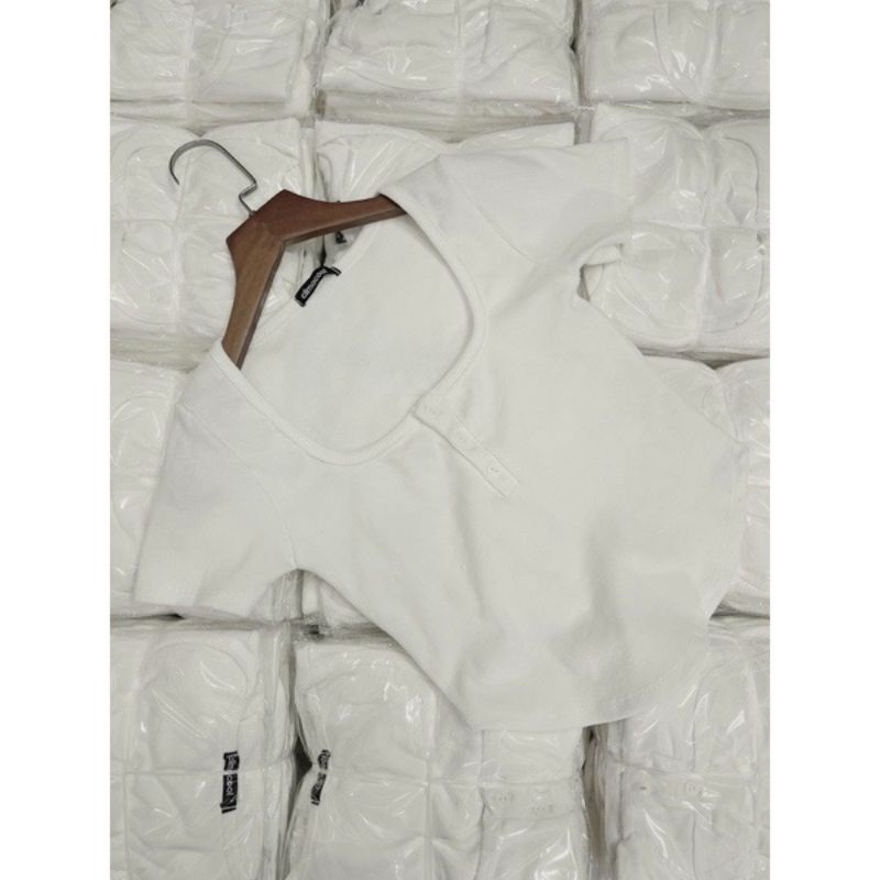 Áo croptop LORI nữ vạt bầu cúc cài - NHA