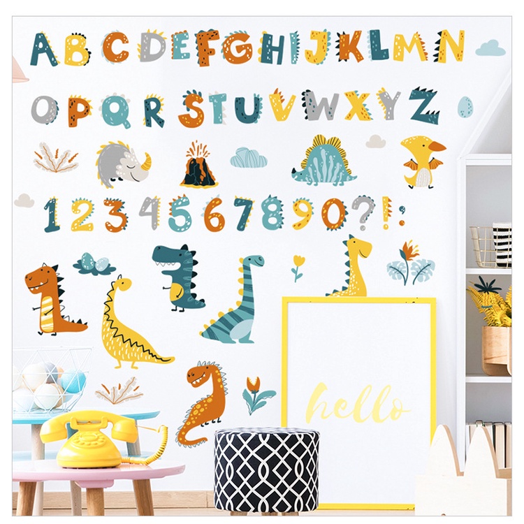 Decal dán tường tranh dán tường hoạt hình chữ số cho bé trang trí nhà cửa