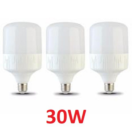 Bộ Combo 3 bóng đèn LED trụ tròn công suất 30W đui E27 kín nước - Ánh sáng trắng - Bảo hành 1 năm - siêu sáng