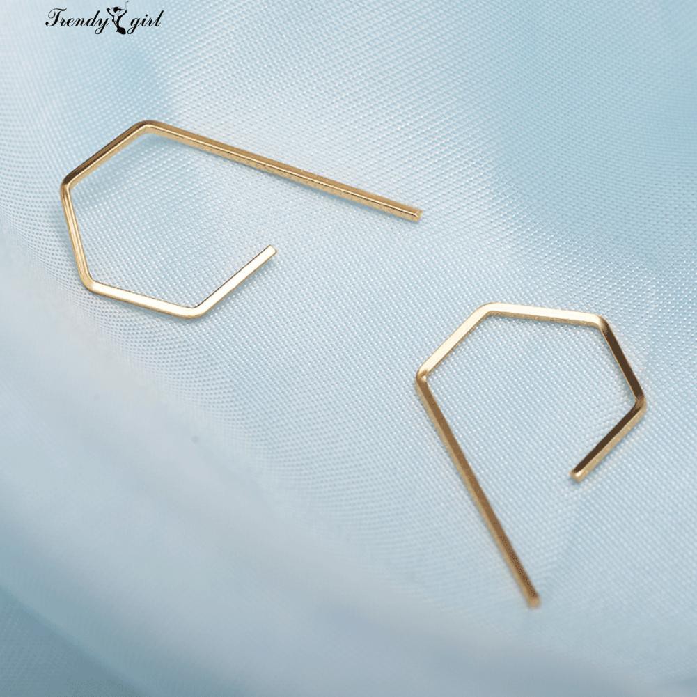 ☆ Women Simple Geometric Ear Stud Alloy Earrings Pub Jewelry