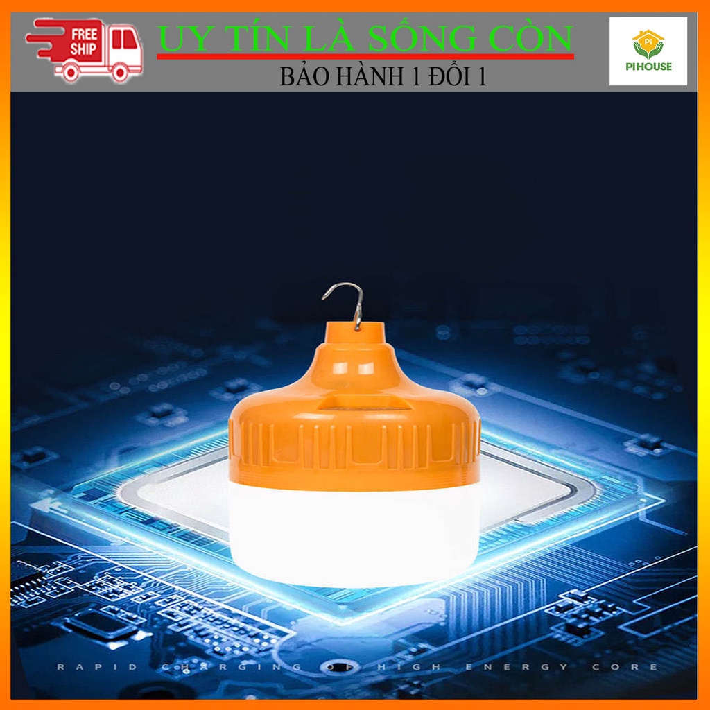 Bóng Đèn Led Sạc Pin Tích Điện 60W Điều Chỉnh 3 Chế Độ Có Móc Treo Phù Hợp Mọi Không Gian