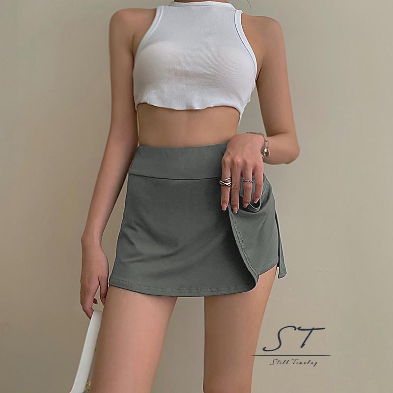 Chân Váy Ngắn Màu Trơn Lưng Cao Thời Trang Nữ