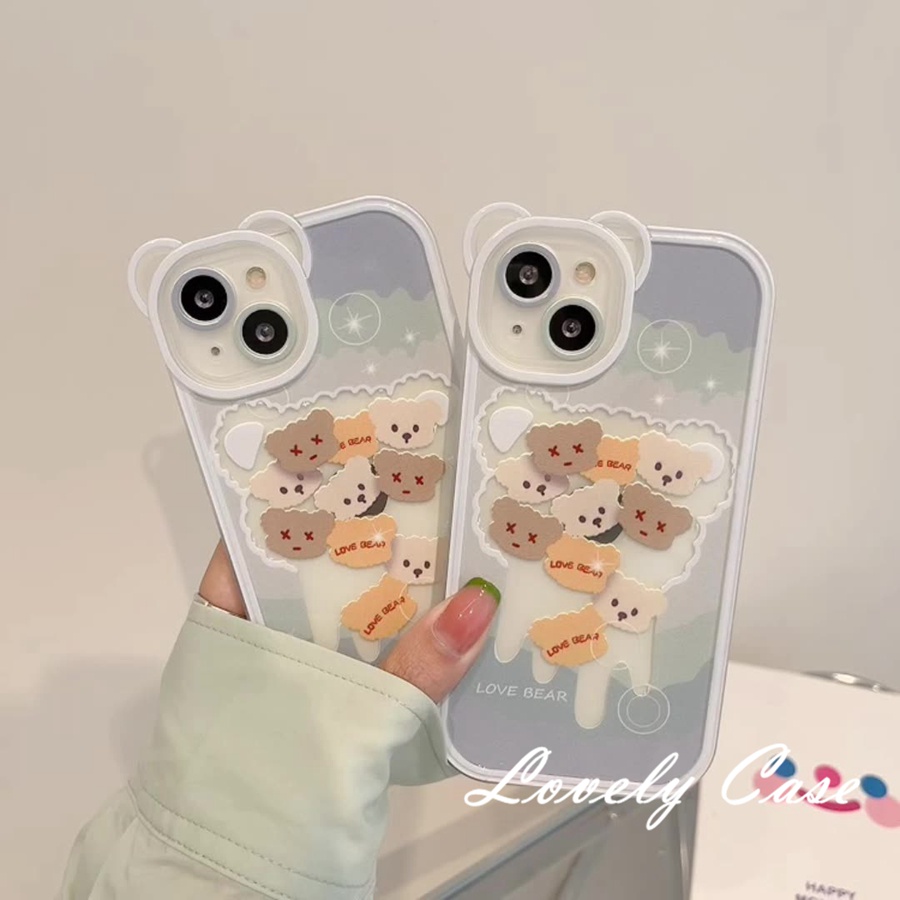 Ốp Điện Thoại Mềm Hình Gấu Màu Tím Cho IPhone 14 13 12 11 Pro Max SE2020 X XR Xs Max 7 8 6 6s Plus