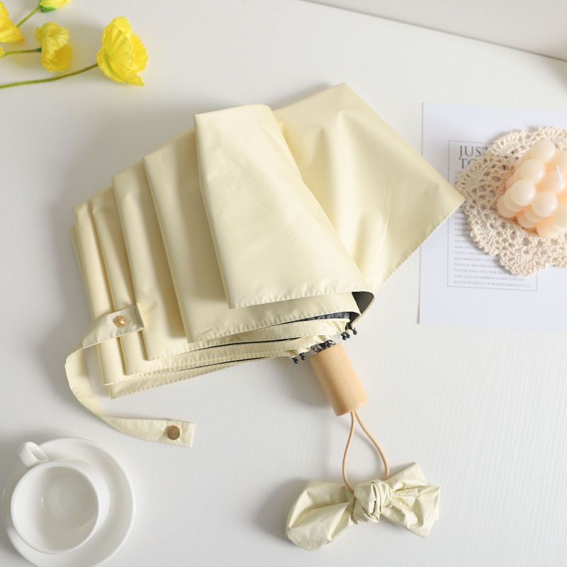 、Ô dù retro kiểu Pháp gấp nắng và mưa ô che nắng sử dụng kép chống nắng và bảo vệ tia cực tím cho nữ tối giản tiết chế gió