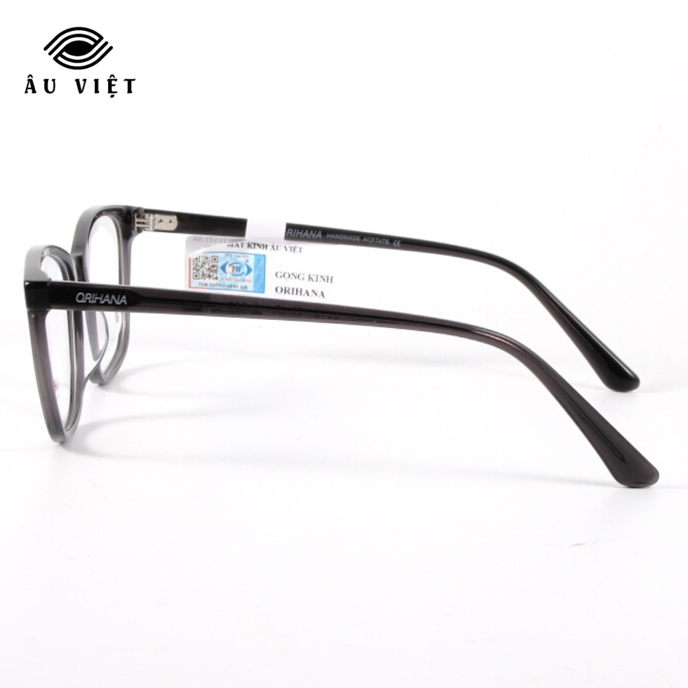 Gọng kính nam nữ nhựa acetate dáng chữ nhật vuông Orihana 60131 màu xám đen Full box