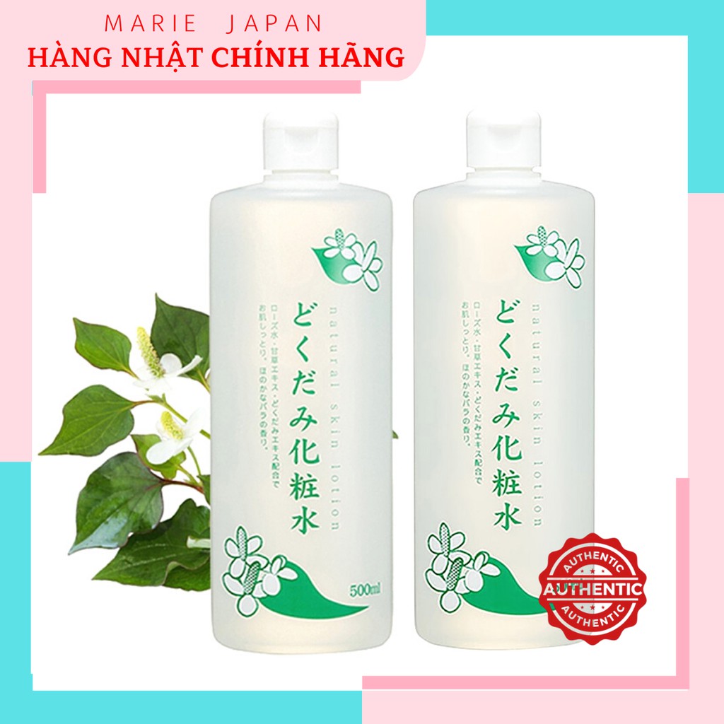 Nước hoa hồng Toner Lotion diếp cá Dokudami Natural Skin giảm mụn se lỗ chân lông 500ml Nhật Bản