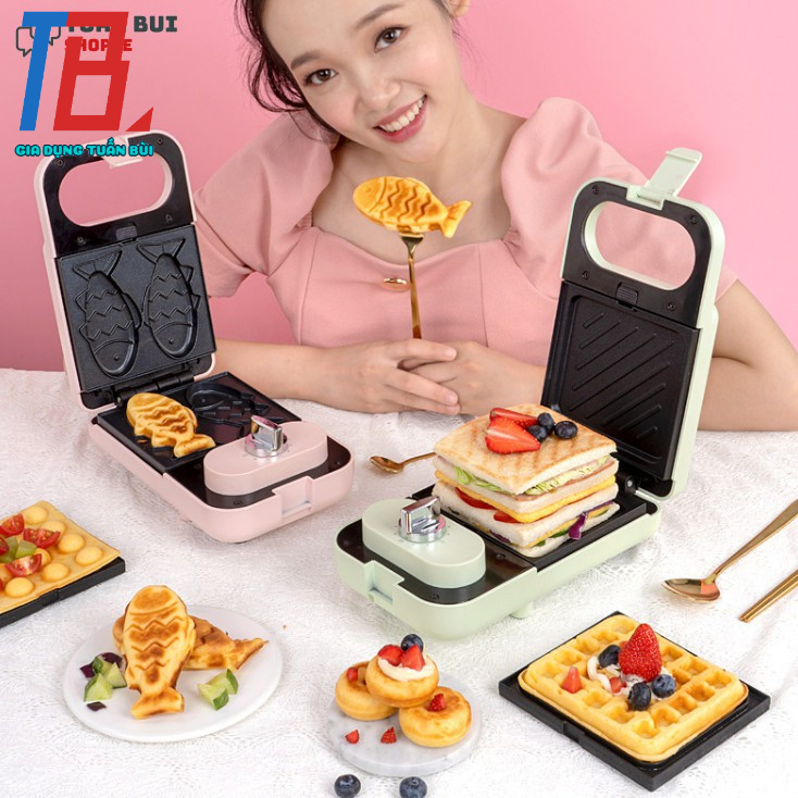 Máy kẹp nướng bánh mì Sandwich đa năng có hẹn giờ + 2 khuôn kèm  - BH điện tử 12 tháng