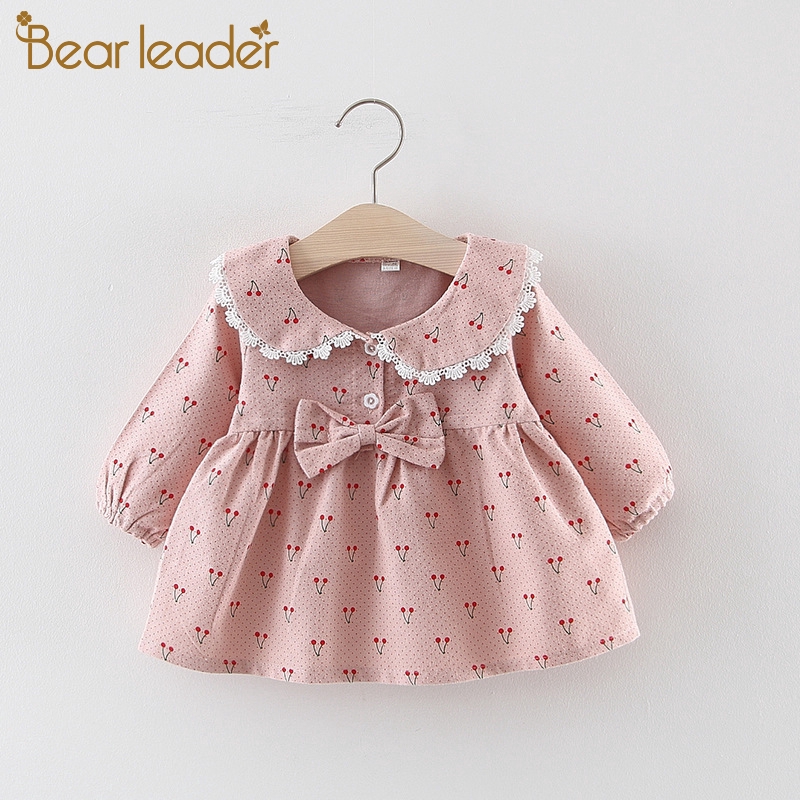 Đầm BEAR LEADER đính nơ in hình trái cherry phong cách Hàn Quốc thời trang mùa thu 2020