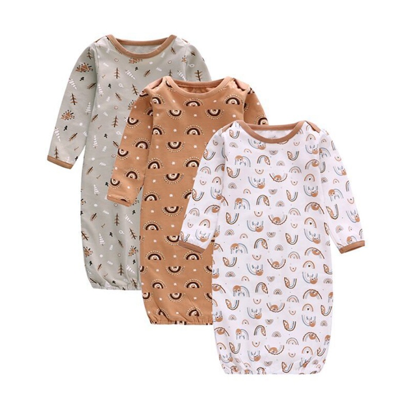 Bộ 3 Món Gồm Áo Liền Quần Bằng Cotton Dệt Kim Mềm Mại Kèm Túi Ngủ Cho Bé Sơ Sinh