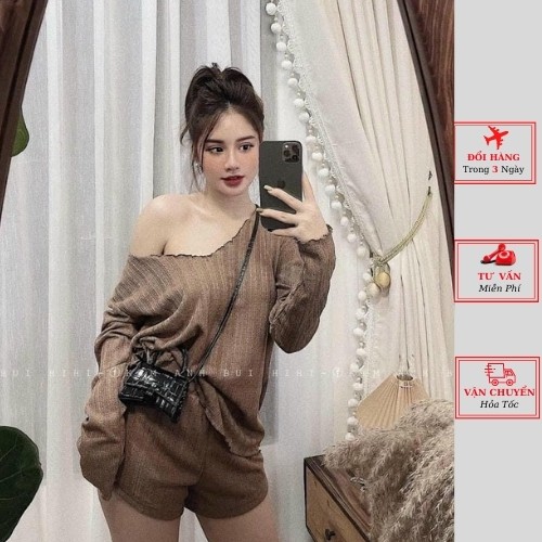 Set áo len nữ kèm quần short đồ mặc nhà ulzzang Hàn Quốc phong cách cá tính