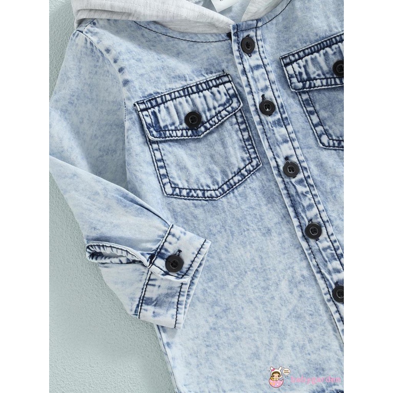 Áo Sơ Mi Tay Dài Có Mũ Trùm Thời Trang Xuân Thu Cho Bé Trai 1-5 Tuổi