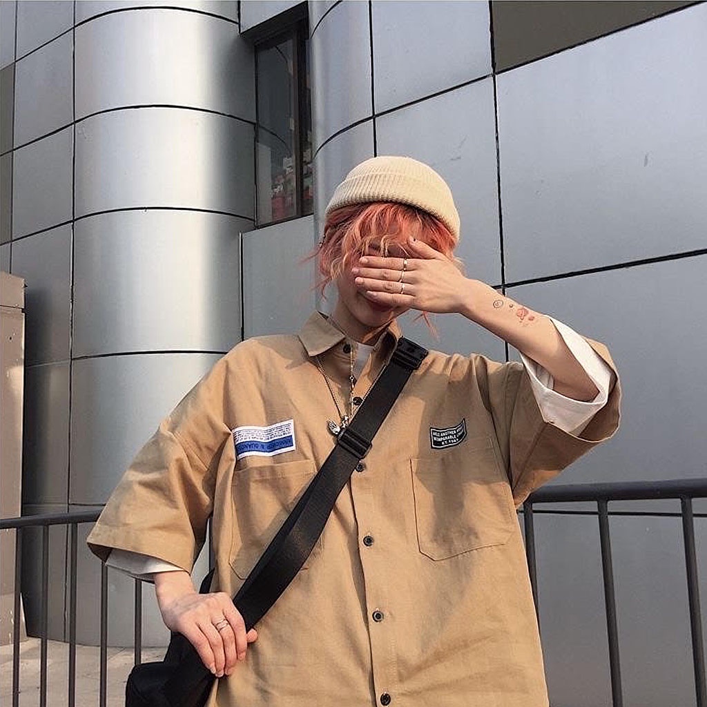 Áo sơ mi nữ tay lỡ form rộng, áo sơ mi nam nữ hoạ tiết thêu thời trang ulzzang phong cách Hàn Quốc