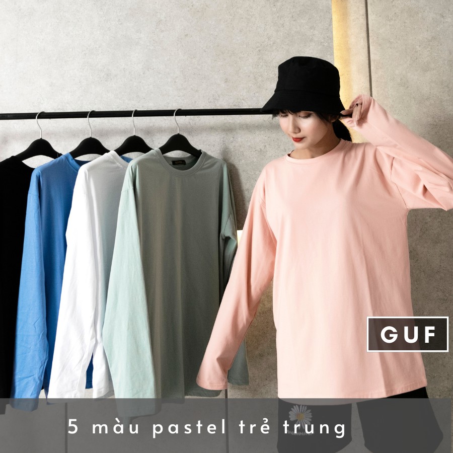 (GIAO NGẪU NHIỄN) Áo Thun Tay Dài Nam Nữ Form Rộng Cổ Tròn Đủ Màu Đen Trắng Basic | BigBuy360 - bigbuy360.vn