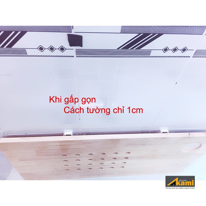 Bàn laptop MÙA NẮNG NÓNG 40x80 gỗ tự nhiên gấp gọn bản lề chịu lực 60kg