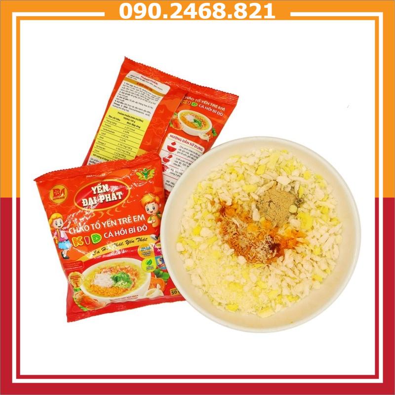 5 gói Cháo tổ yến Cá hồi 50gr Đại Phát 4 gói gia vị, ăn liền, tiện lợi, thơm ngon.