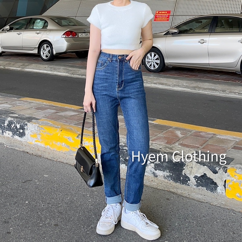 [NEW] Quần jean nữ lưng siêu cao dáng slimfit màu đậm, ôm vừa hàng cao cấp - Ms01