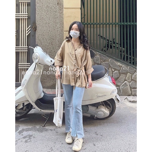 Áo sơ mi buộc eo