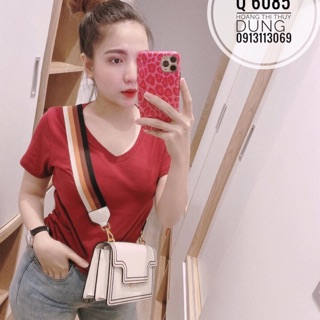Áo phông cổ tim gap