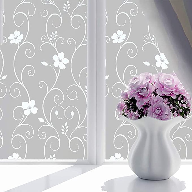 1 Cuộn Giấy Dán Kính Cửa Sổ Chống Nhìn Trộm Họa Tiết Hoa Có Thể Tháo Gỡ