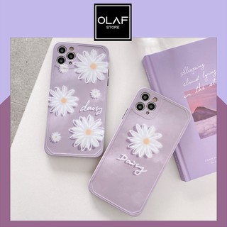 Ốp iPhone hoa cúc trắng nền tím mặt bóng phong cách Hàn Quốc. Thích hợp cho 7plus/8plus/X/XS/XsMax/11/ 11ProMax