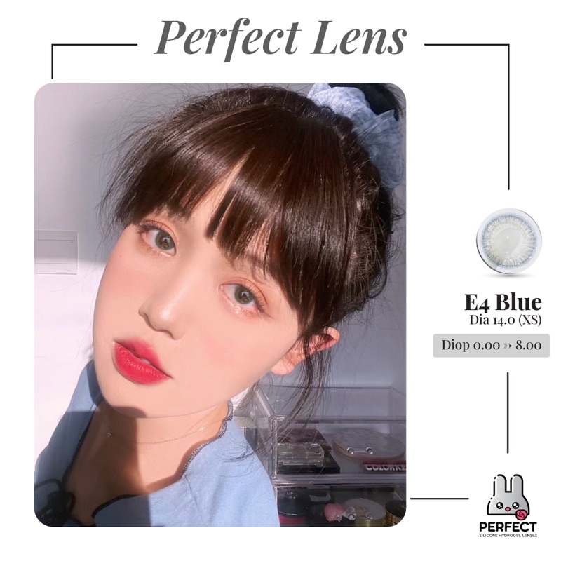 Lens Mắt , Kính Áp Tròng E4 BLUE Có Độ Cận và Không Độ , DIA 14.0 ,Cho Mắt Nhạy Cảm Giá Sale