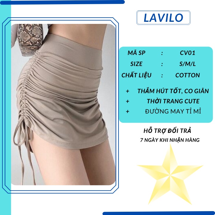Chân váy rút dây 2 bên body mặc nhà vải cotton co giãn LAVILO CV02
