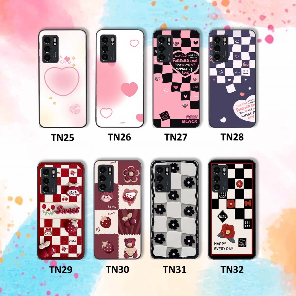 Ốp Oppo Reno6 / Reno6 Z 5G / Reno 6 in hình trái tim, caro kẹo ngọt đầy cá tính siêu đẹp siêu chất