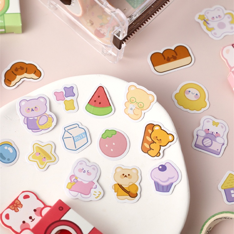 Flowertree 40 Sticker Dán Hình Con Gấu Trang Trí Scrapbook