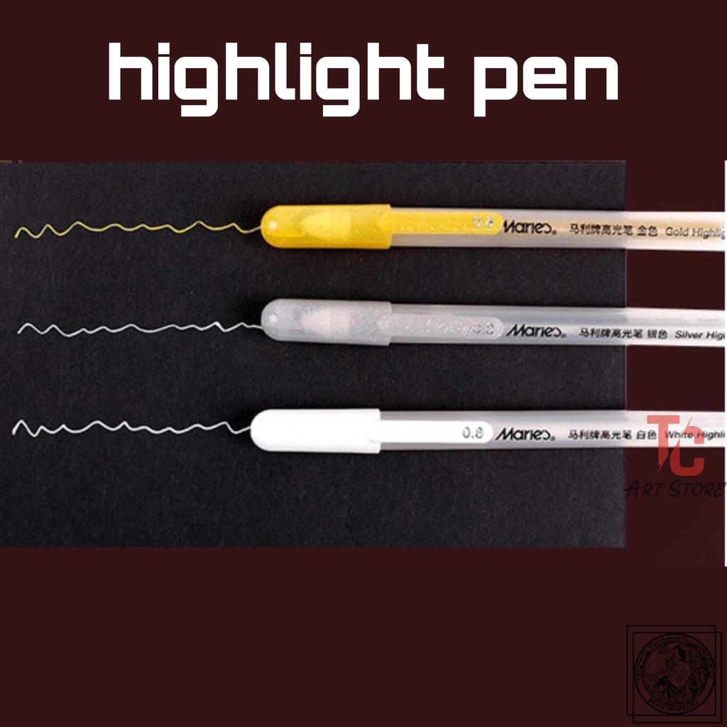 Bút gel Marie's Trắng, nhũ Vàng, nhũ Bạc - 0.8mm - TC ART