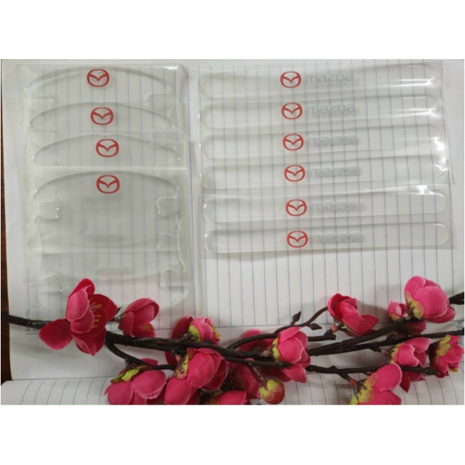 Bộ 10 miếng dán silicon tay, hõm, gương ô tô logo hãng xe Mazda 2, Mazda 3, Mazda 6, CX5, CX8, BT50, CX3, CX30